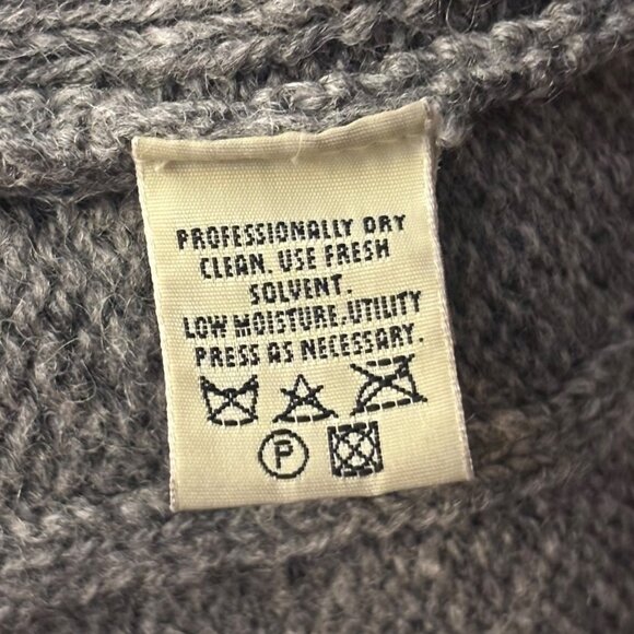 Vintage Y2K Eddie Bauer Intarsia Wool Sweater L Geo Graphic Pattern Stripe Gray - Picture 4 of 4